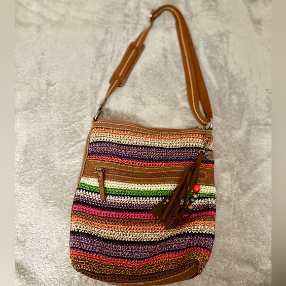 Multicolor Striped Crochet Shoulder Bag - Picture 1 of 2